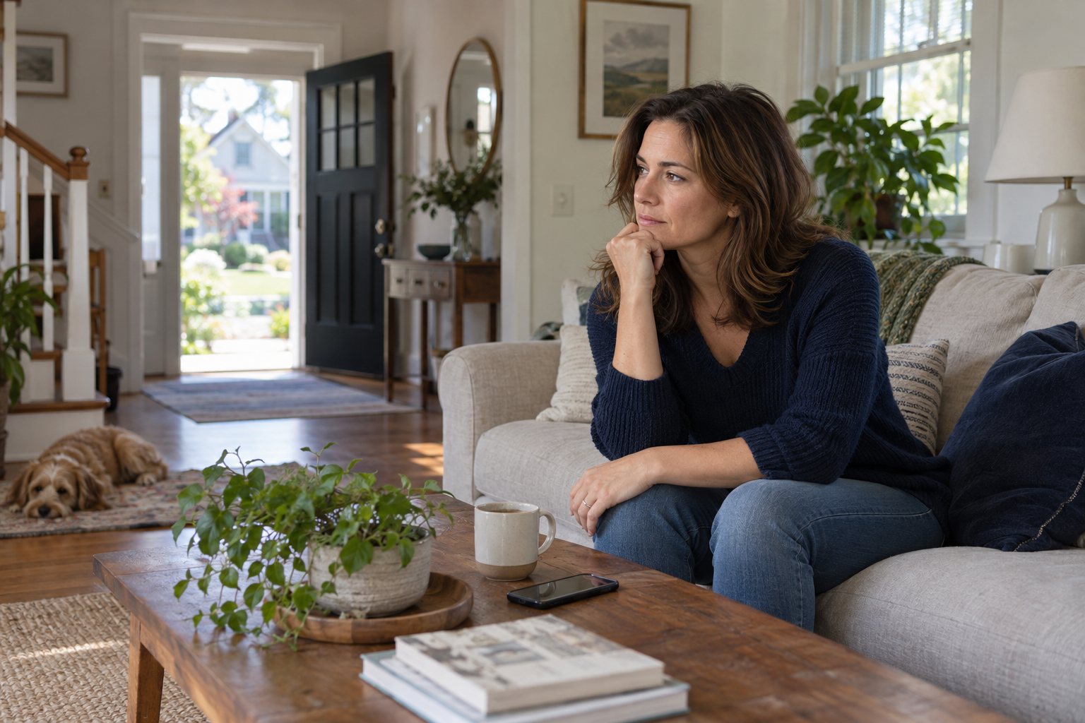 Homeowner taking a quiet moment at home